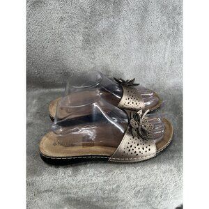 Patrizia By Spring Step Sandals Women’s 9 Slip On Metallic Flats Slide Brown